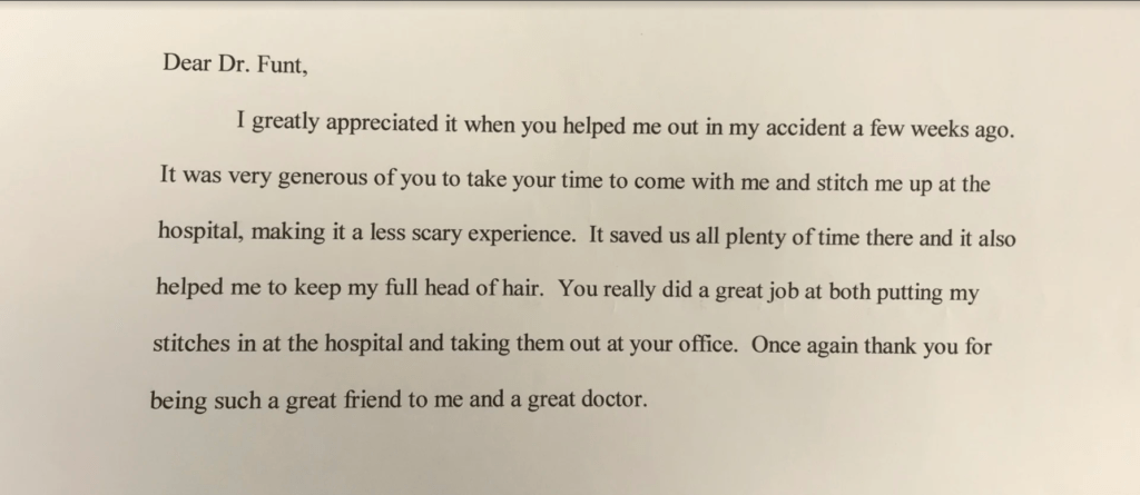 Typed Patient Gratitude Letter