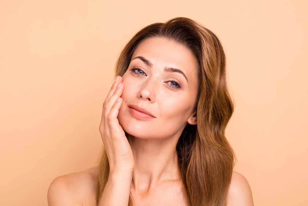 Middle-aged woman maintains a pretty face with help from facelift.